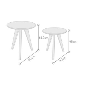 Mesas auxiliares Denver blanco/aqua 3 Mesas auxiliares Denver blanco/aqua